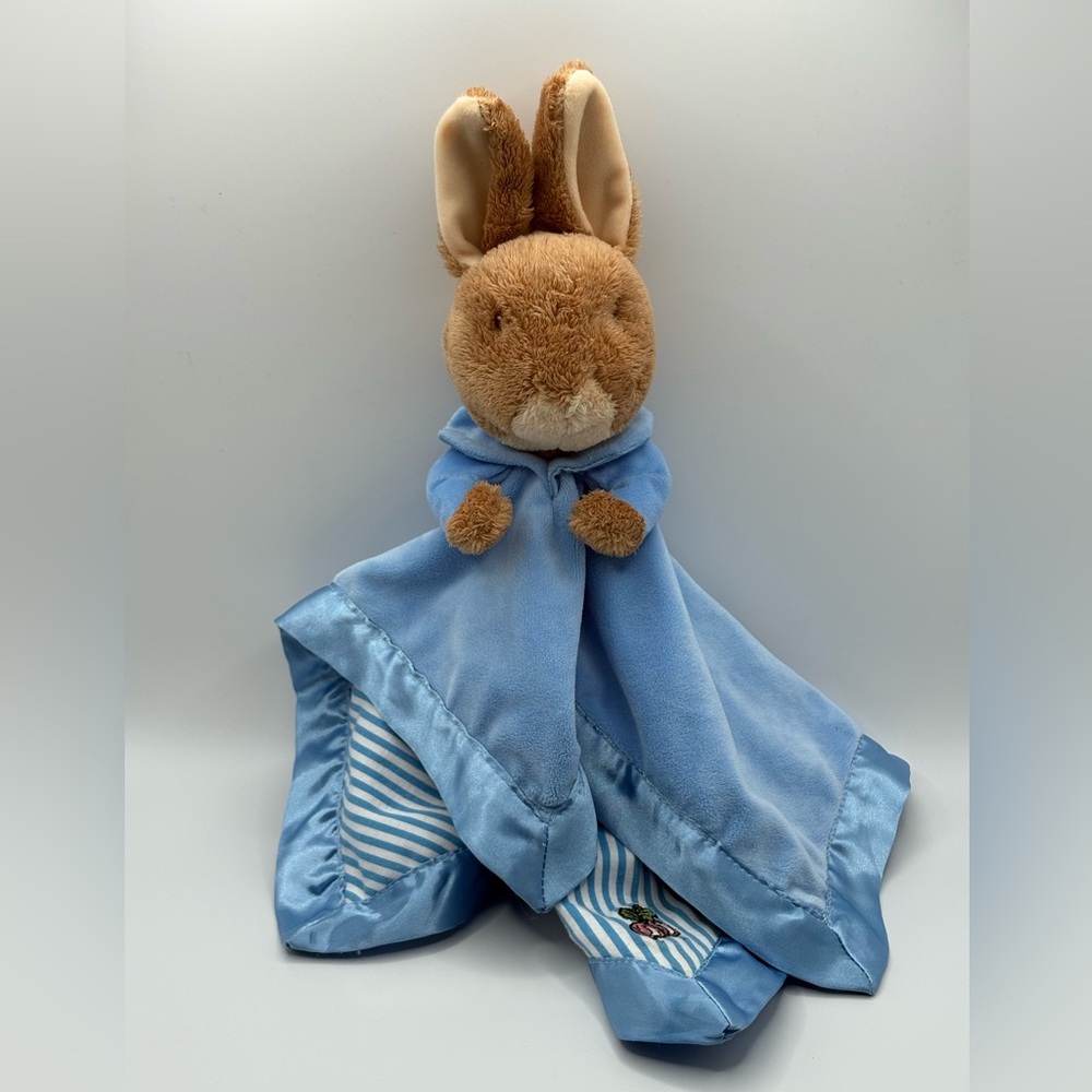 The World of Beatrix Potter Peter Rabbit Plush Security Blanket Lovey Satin Trim